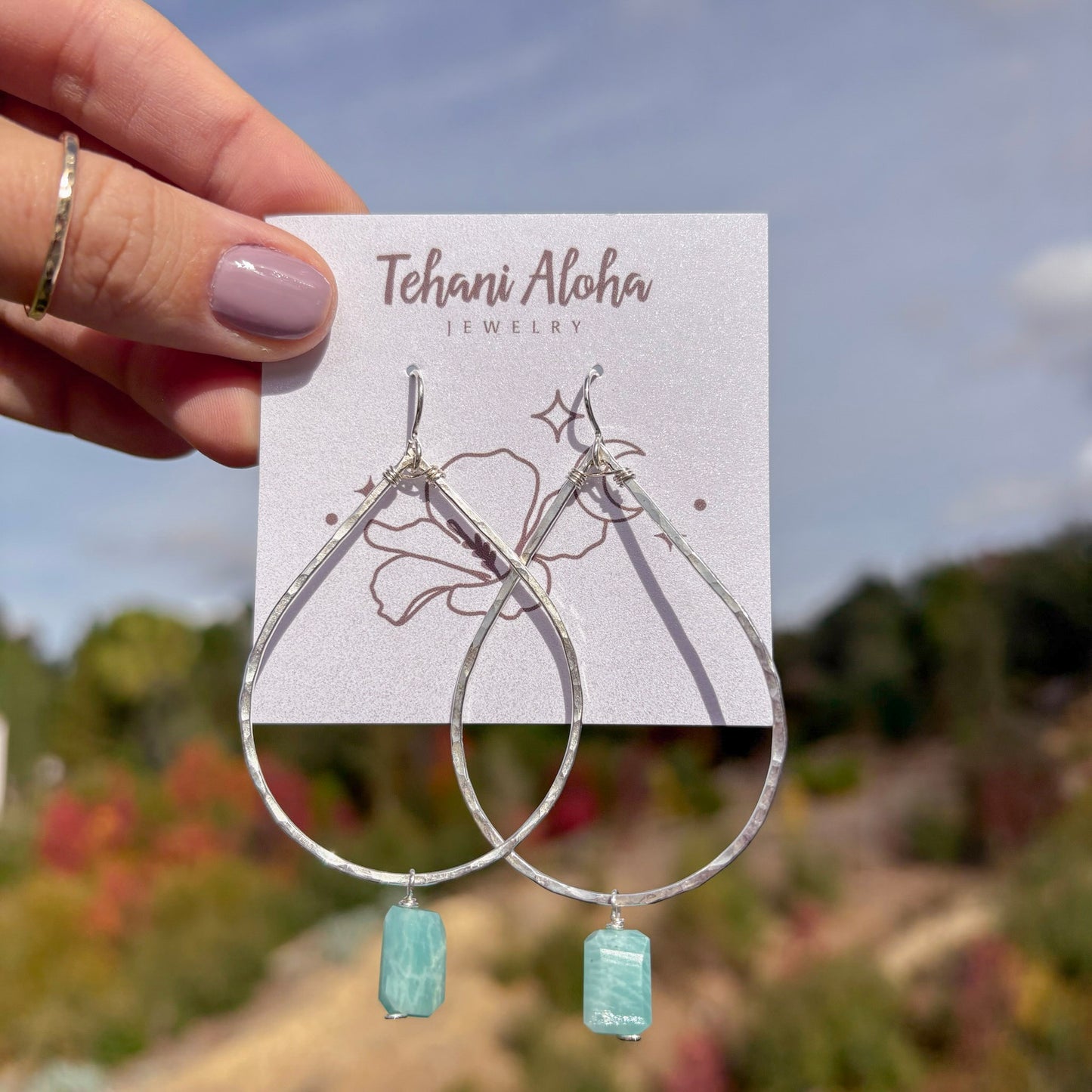 Earrings - Sterling Silver with Larimar Stone