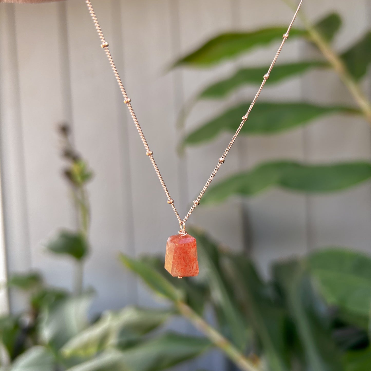 Necklace 14k Rose Gold Filled Chain - Oregon Sunstone