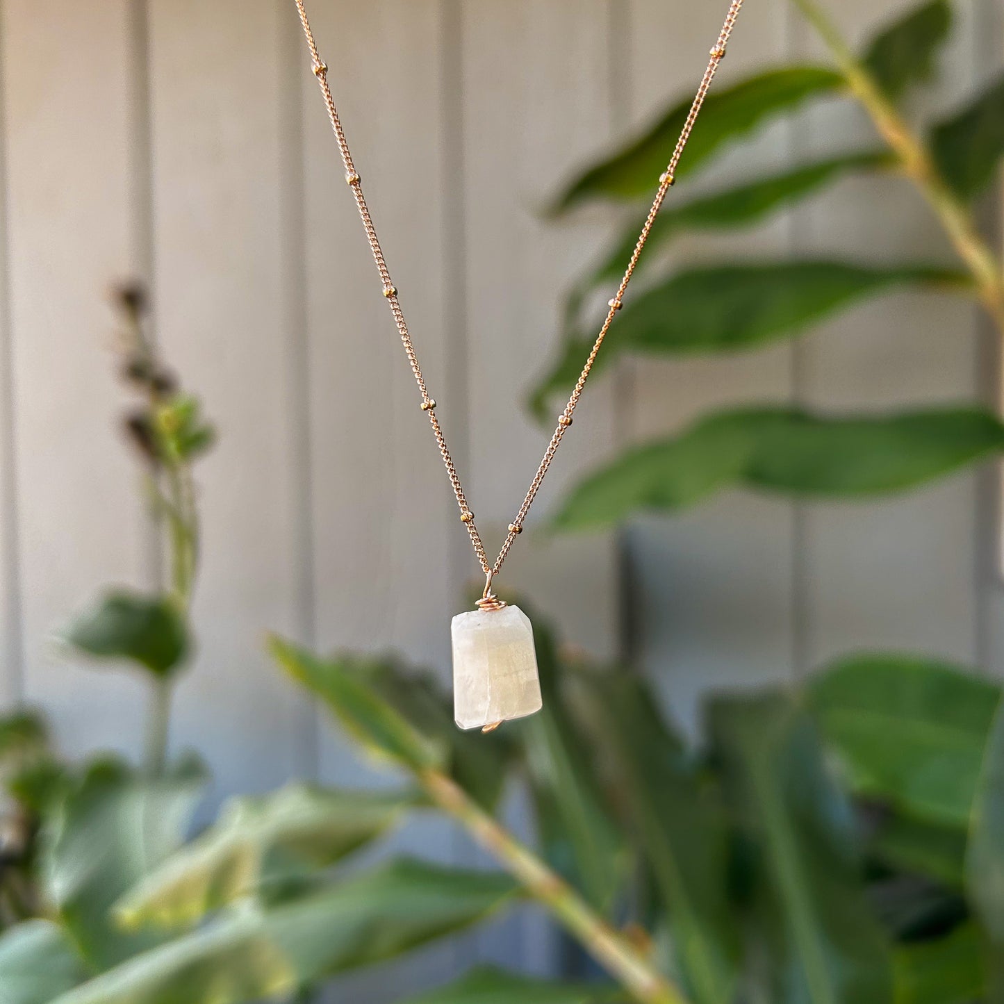 Necklace 14k Rose Gold Filled Chain - Moonstone