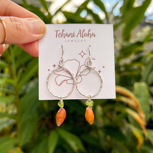 Earrings - sterling with Peridot + Shells