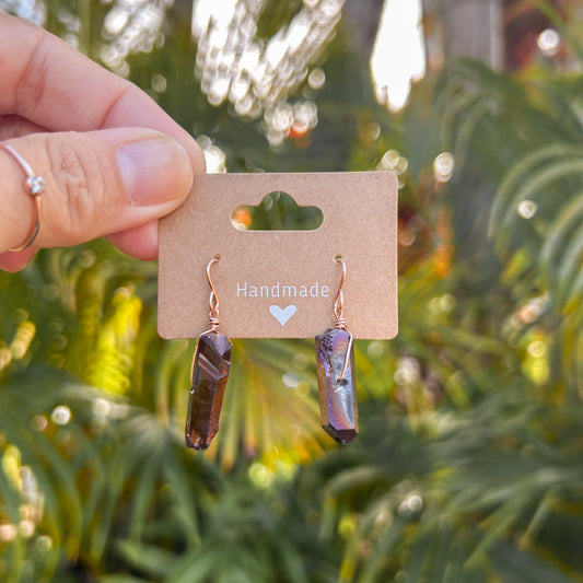 Tiny Earrings- Chocolate Quartz